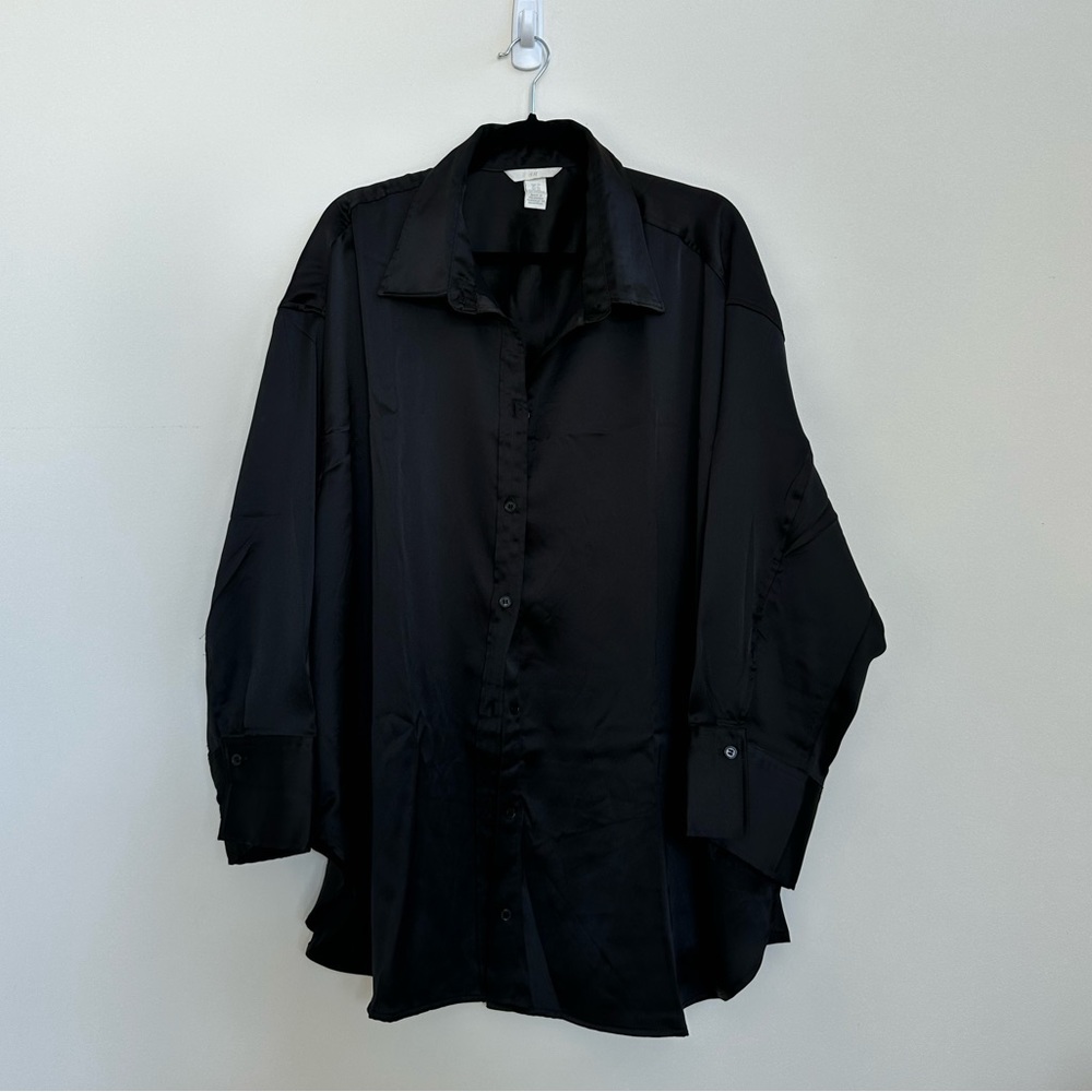 Satin button down shirt